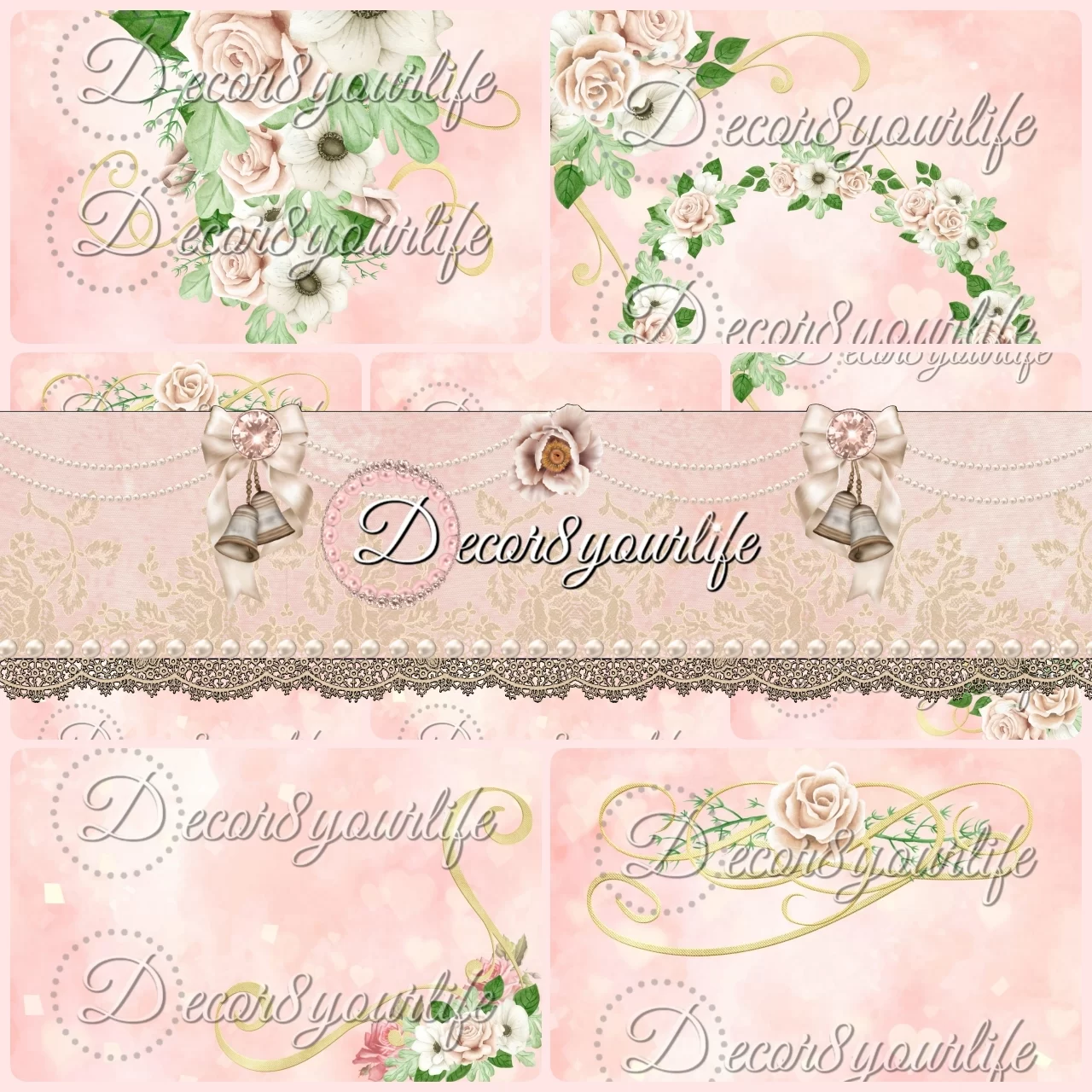 Pink Floral Digital Paper, Floral Pink Paper, Shabby Chic Paper, Floral  Paper, Polka Dots, Flowers, Pink, Garden Paper, Wedding Paper 