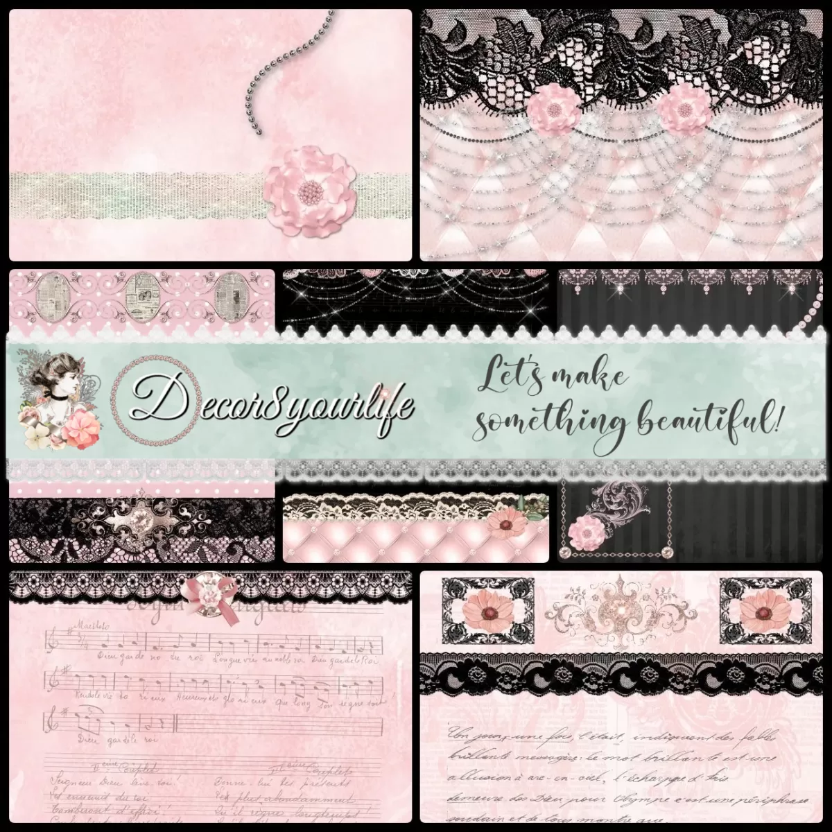 Shabby Chic Floral Scrapbook Paper Pack