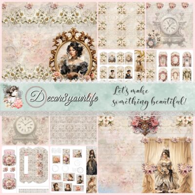 scrapbook journal kit paper collection shabby chic handmade crafts diy La Condesa by Decor8yourlife